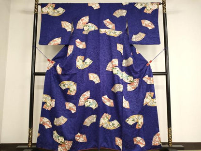 平和屋着物■上質な小紋 地紙花文 金彩 正絹 逸品 AABF2432ja