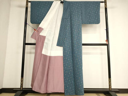 平和屋着物■上質な小紋 間道 抽象文様 正絹 逸品 AABF2439ja