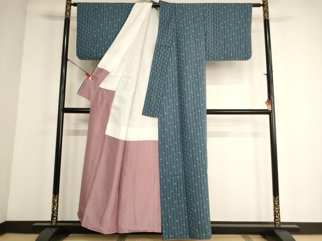 平和屋着物■上質な小紋 間道 抽象文様 正絹 逸品 AABF2439ja