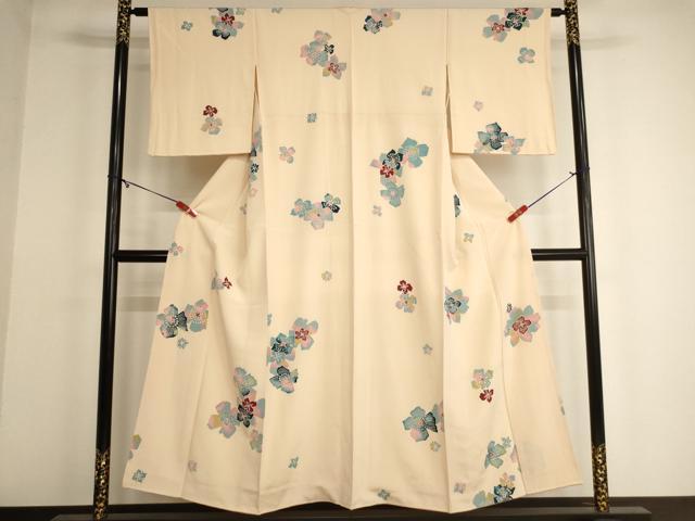 平和屋着物■上質な小紋 舞花文 正絹 逸品 AABF2440ja