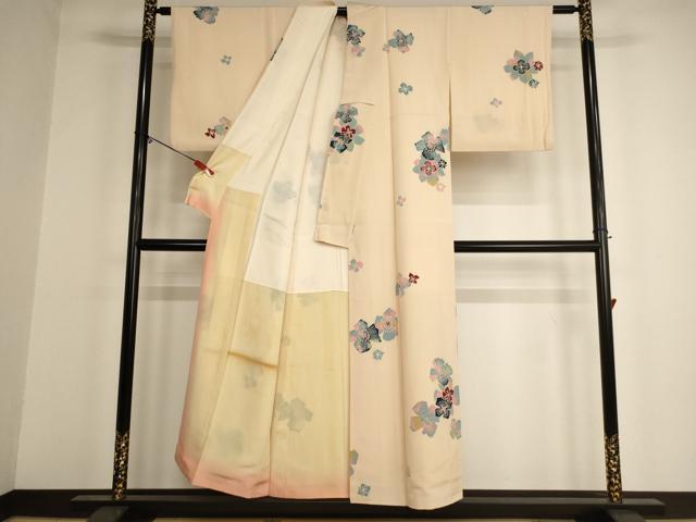 平和屋着物■上質な小紋 舞花文 正絹 逸品 AABF2440ja