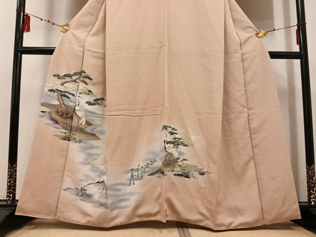 平和屋着物■訪問着 群鶴草花文 暈し染め 金彩 正絹 逸品 AABF2469ph