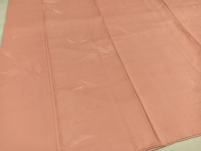 平和屋着物■上質な色無地 枝葉地紋 珊瑚色 正絹 逸品 AABF2503ph