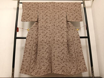 平和屋着物■上質な小紋 型染め 草花文 正絹 逸品 AABF2514ph
