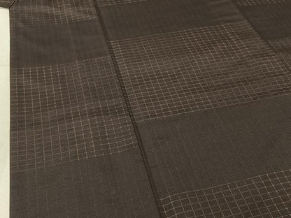 平和屋着物▽上質な紬　単衣　横段文　正絹　逸品　AABK0390ck