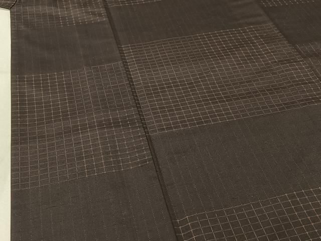 平和屋着物▽上質な紬　単衣　横段文　正絹　逸品　AABK0390ck