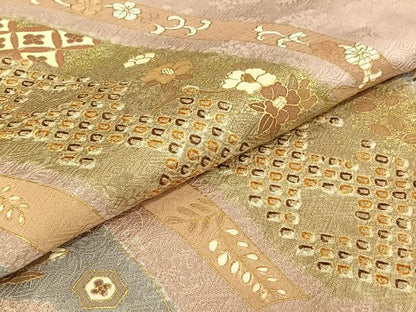 平和屋着物▽訪問着 単衣 絞り 流水花文 金彩 正絹 逸品 AABF2522jh