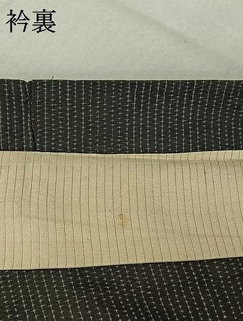 平和屋着物▽上質な紬 単衣 蚊絣 黒地 正絹 逸品 AABF2523jh