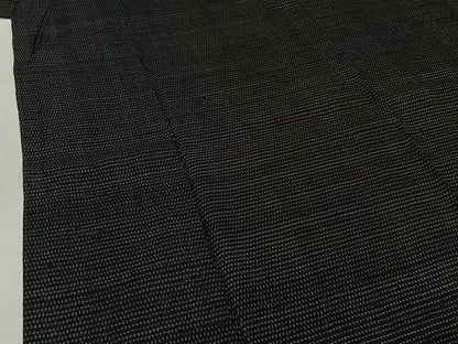 平和屋着物▽上質な紬 単衣 蚊絣 黒地 正絹 逸品 AABF2523jh