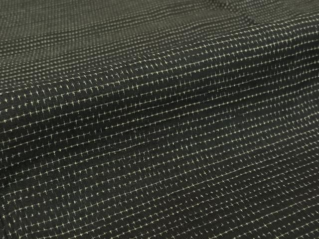 平和屋着物▽上質な紬 単衣 蚊絣 黒地 正絹 逸品 AABF2523jh