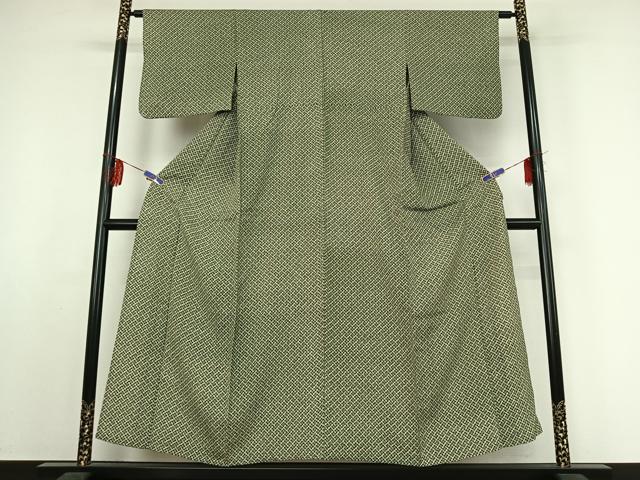 平和屋着物▽上質な小紋 単衣 幾何学文様 正絹 逸品 AABF2525jh