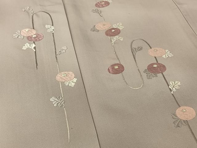 平和屋着物▽訪問着 単衣 総刺繍 草花文 暈し染め 銀糸 正絹 逸品 AABF2528jh