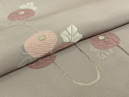 平和屋着物▽訪問着 単衣 総刺繍 草花文 暈し染め 銀糸 正絹 逸品 AABF2528jh