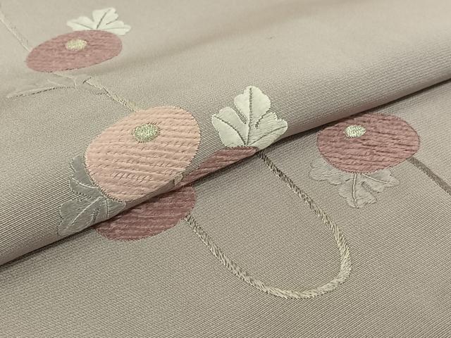 平和屋着物▽訪問着 単衣 総刺繍 草花文 暈し染め 銀糸 正絹 逸品 AABF2528jh