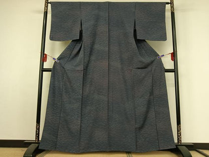 平和屋着物▽上質な小紋 単衣 敷松葉文 金彩 正絹 逸品 AABF2530jh