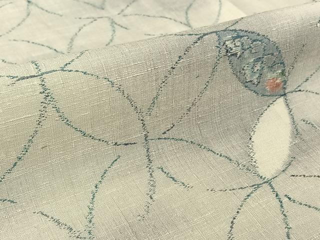 平和屋着物▽上質な紬 単衣 七宝花文 正絹 逸品 AABF2532jh