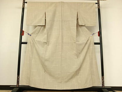 平和屋着物▽本塩沢 単衣 110亀甲 幾何学文様 正絹 逸品 AABF2536jh