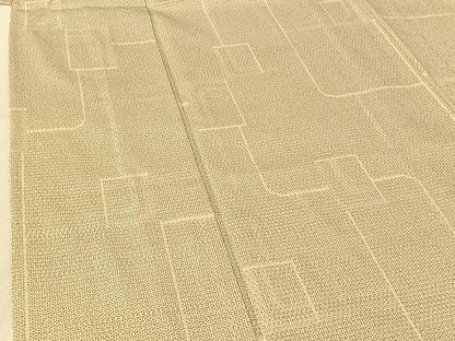 平和屋着物▽本塩沢 単衣 110亀甲 幾何学文様 正絹 逸品 AABF2536jh