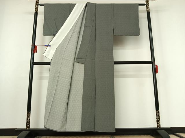 平和屋着物▽江戸小紋　単衣　亀甲文　黒地　正絹　逸品　AABF2540jh