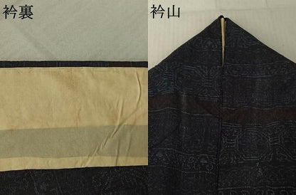 平和屋着物▽結城ちぢみ 単衣 横段花文 正絹 逸品 AABF2543jh