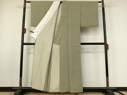 平和屋着物▽上質な小紋 単衣 花菱文 正絹 逸品 AABF2544jh