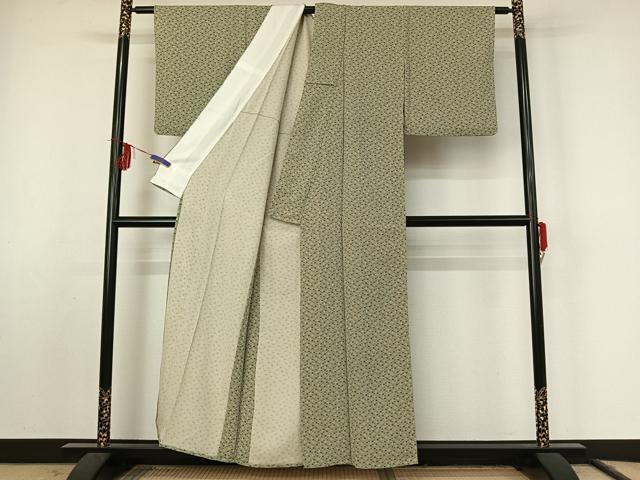 平和屋着物▽上質な小紋 単衣 花菱文 正絹 逸品 AABF2544jh