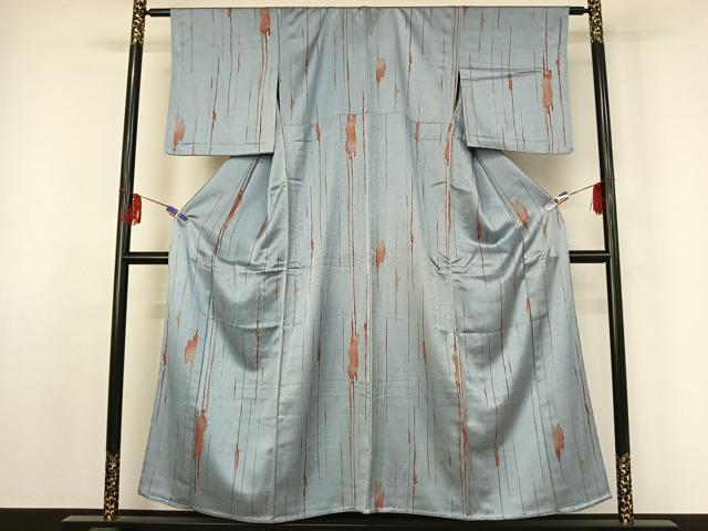 平和屋着物▽上質な小紋 単衣 縞 正絹 逸品 AABF2545jh