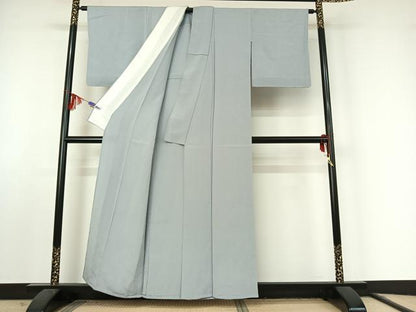 平和屋着物▽上質な色無地 単衣 淡藤色 鬼しぼ縮緬 正絹 逸品 AABF2547jh