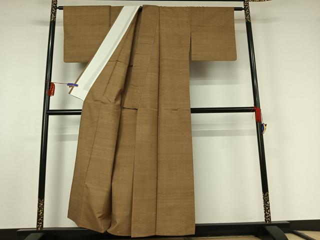 平和屋着物▽上質な紬 単衣 縞 正絹 逸品 AABF2550jh