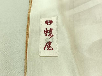 平和屋着物▽上質な紬 単衣 縞 正絹 逸品 AABF2551jh