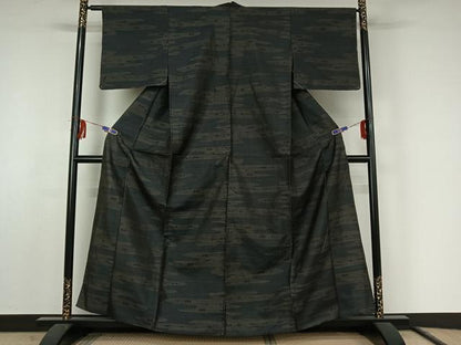 平和屋着物▽本場大島紬 単衣 エ霞文様 正絹 逸品 AABF2553jh