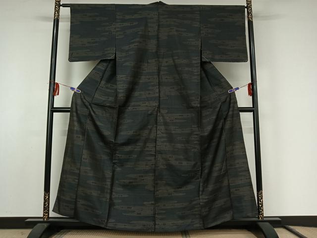 平和屋着物▽本場大島紬 単衣 エ霞文様 正絹 逸品 AABF2553jh