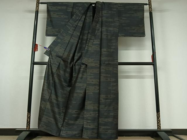 平和屋着物▽本場大島紬 単衣 エ霞文様 正絹 逸品 AABF2553jh