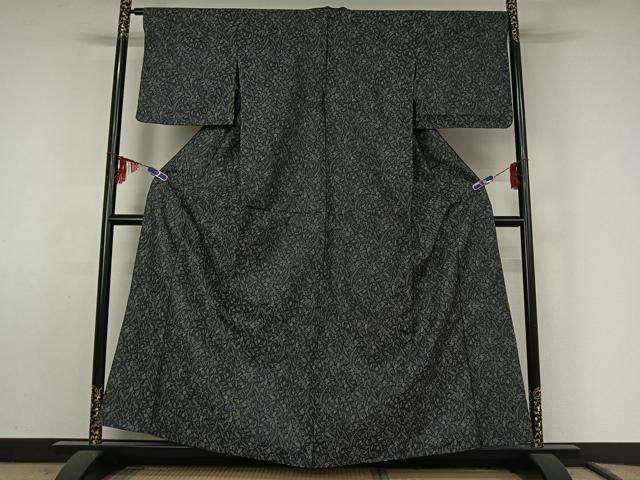 平和屋着物▽紬 単衣 草花文 AABF2554jh