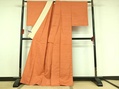 平和屋着物▽本加賀友禅作家　談義所栄二　紬　単衣　色無地　東雲色　正絹　逸品　AABF2556jh