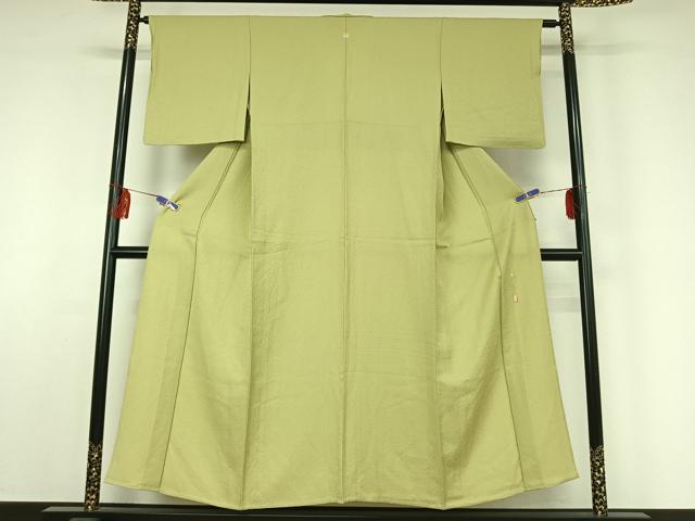 平和屋着物▽上質な色無地　単衣　裏葉柳色　正絹　逸品　AABF2558jh