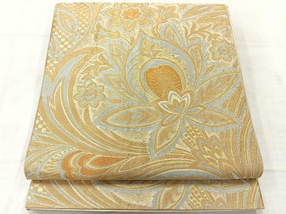 平和屋着物◎六通柄京袋帯　更紗花文　金銀糸　正絹　逸品　AABF2561uk