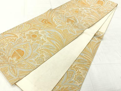 平和屋着物◎六通柄京袋帯　更紗花文　金銀糸　正絹　逸品　AABF2561uk