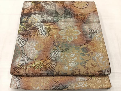 平和屋着物◎六通柄袋帯　道長花鳥文　金銀糸　正絹　逸品　AABF2562uk