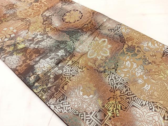 平和屋着物◎六通柄袋帯　道長花鳥文　金銀糸　正絹　逸品　AABF2562uk