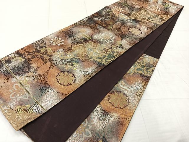 平和屋着物◎六通柄袋帯　道長花鳥文　金銀糸　正絹　逸品　AABF2562uk