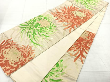平和屋着物◎六通柄袋帯　乱菊　金糸　正絹　逸品　AABF2565uk