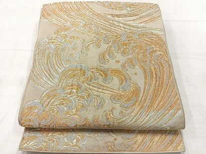 平和屋着物◎六通柄 京本袋帯 立波文 金銀糸 正絹 逸品 AABF2568uk