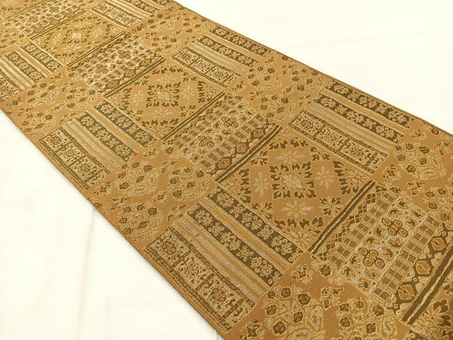 平和屋着物◎六通柄　京本袋帯　洋花文　金銀糸　正絹　逸品　AABF2570uk