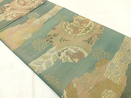 平和屋着物◎六通柄袋帯　鳥獣花文　金銀糸　正絹　逸品　AABF2592uk