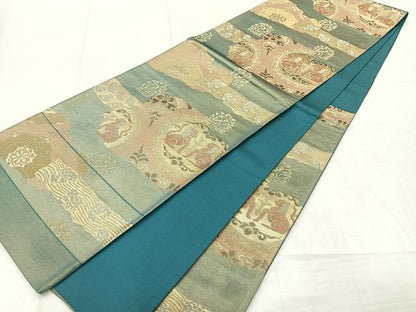 平和屋着物◎六通柄袋帯　鳥獣花文　金銀糸　正絹　逸品　AABF2592uk