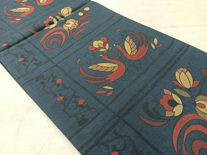 平和屋着物◎六通柄袋帯　花鳥文　正絹　逸品　AABF2606uk