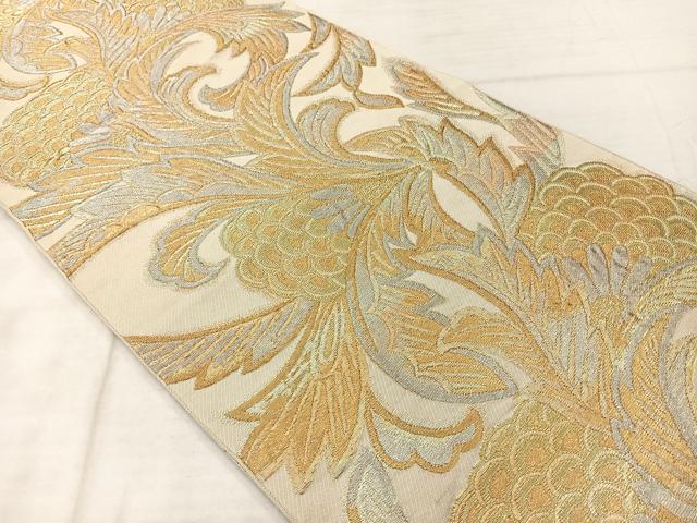 平和屋着物◎六通柄袋帯 更紗花文 金銀糸 正絹 逸品 AABF2610uk