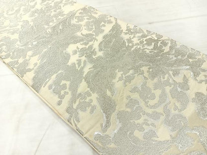 平和屋着物◎六通柄袋帯 抽象花文 銀糸 正絹 逸品 AABF2616uk