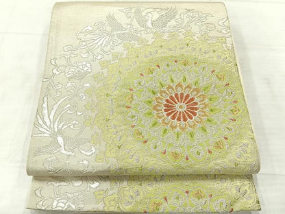平和屋着物◎六通柄袋帯 鳳凰花文 金銀糸 正絹 逸品 AABF2617uk